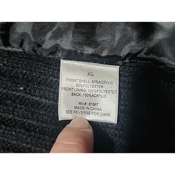 JJ Basic Sz XL Black Gothic Faux Fur Sleeveless Cable Knit Sweater Vest Grunge - Picture 5 of 7